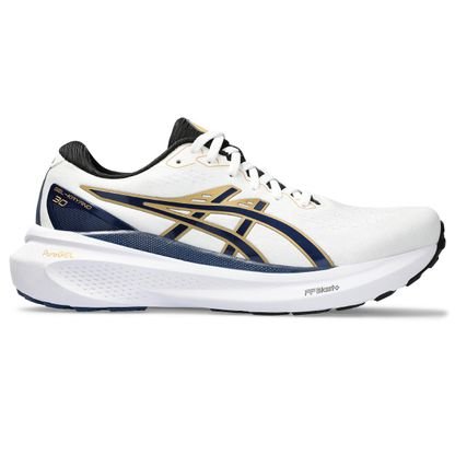 Tênis GEL-Kayano 30 Anniversary – Masculino – Branco com Azul Marinho e Dourado